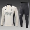 2024/2025 Real Madrid Half-Pull Tracksuit Light Yellow Football Shirt 1:1 Thai Quality