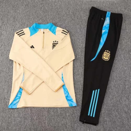 2024 Argentina Half-Pull Training Suit Khaki Football Shirt Set 1:1 Thai Quality