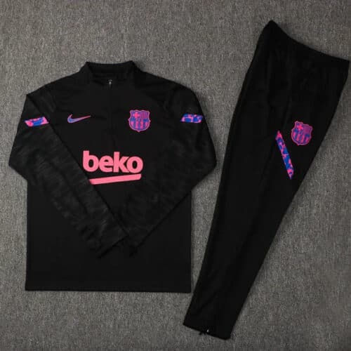2021/2022 Barcelona Half-Pull Tracksuit Black