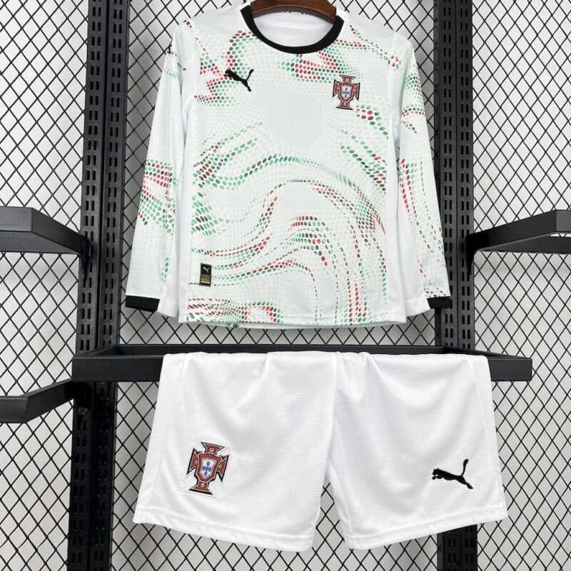 2025 Long Sleeve Portugal Away Football Shirt Kids Size
