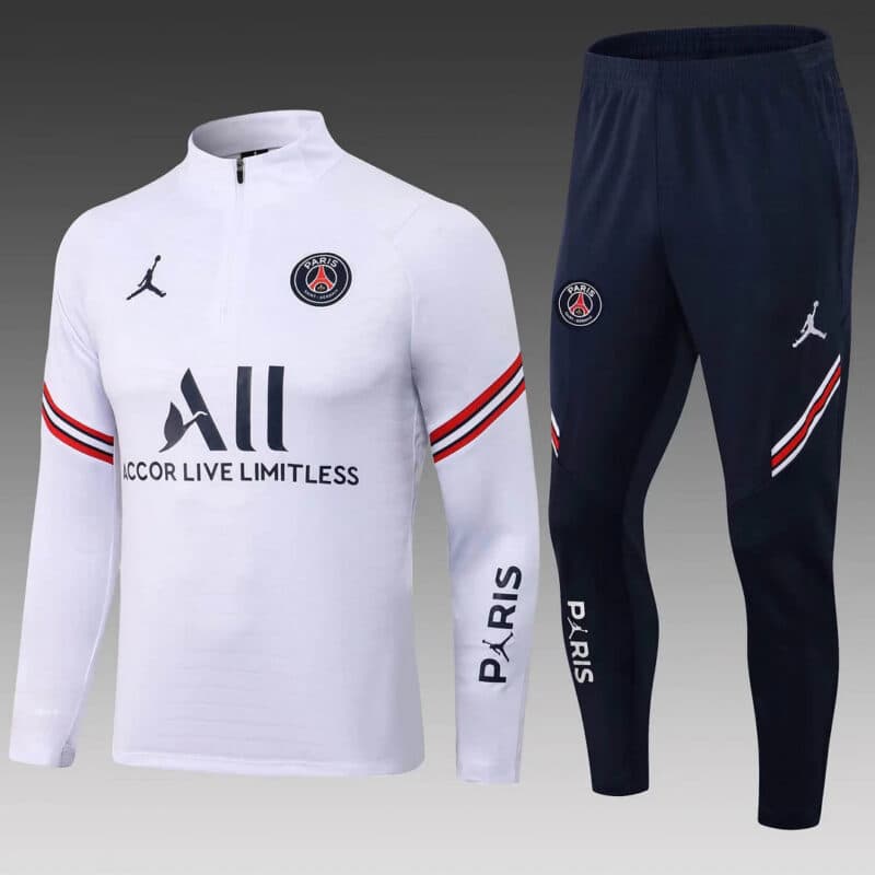 2021/2022 Psg Paris Saint-Germain Half-Pull Tracksuit White