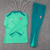 2024 Portugal Half-Pull Tracksuit Green Football Jersey 1:1 Thai Quality