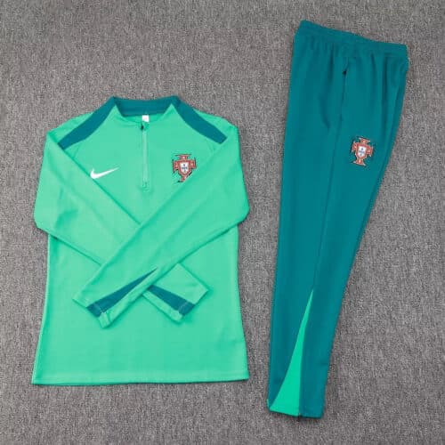 2024 Portugal Half-Pull Tracksuit Green Football Jersey 1:1 Thai Quality