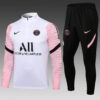 2021/2022 Psg Paris Saint-Germain Half-Pull Tracksuit White Pink Sleeves