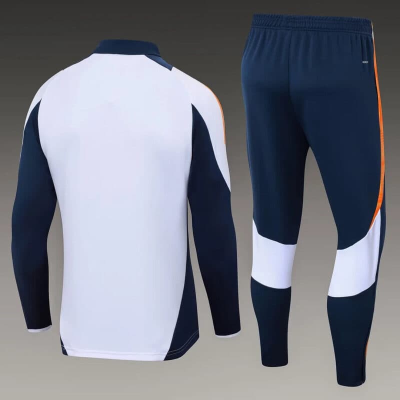 2024/2025 Real Madrid Half-Pull Tracksuit White-Black Football Shirt 1:1 Thai Quality
