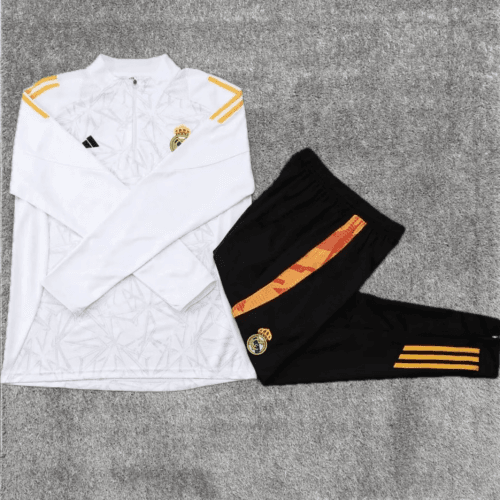 2024/2025 Real Madrid Half-Pull Tracksuit White Football Shirt 1:1 Thai Quality