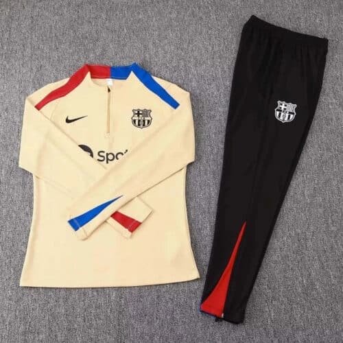 2024/2025 Barcelona Half-Pull Tracksuit Earthy Yellow 1:1 Thai Quality