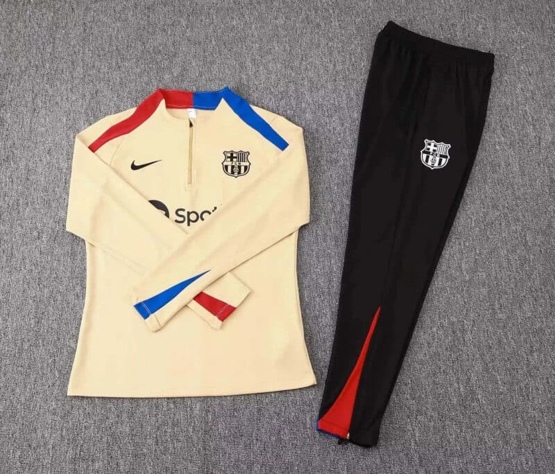 2024/2025 Barcelona Half-Pull Tracksuit Earthy Yellow 1:1 Thai Quality