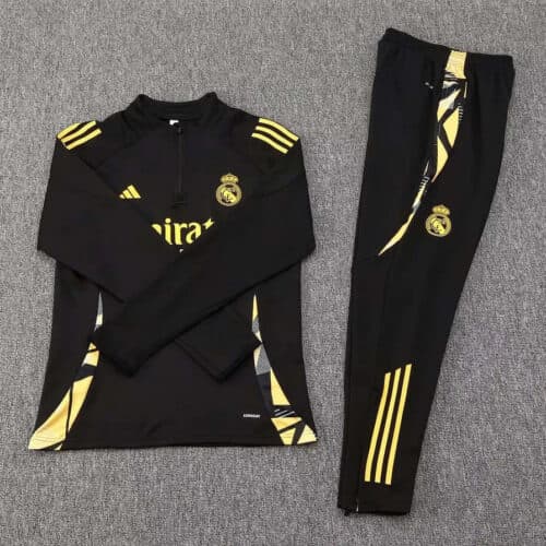 2024/2025 Real Madrid Half-Pull Tracksuit Black 1:1 Thai Quality