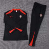 2024 Portugal Half-Pull Tracksuit Black and Red 1:1 Thai Quality