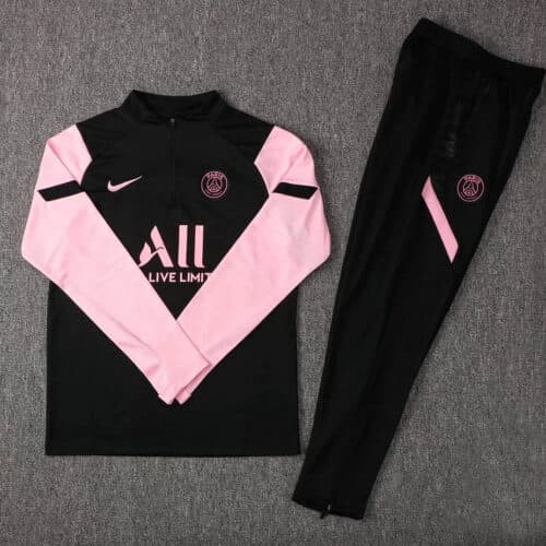 2021/2022 Psg Paris Saint-Germain Half-Pull Tracksuit Black Pink Sleeves