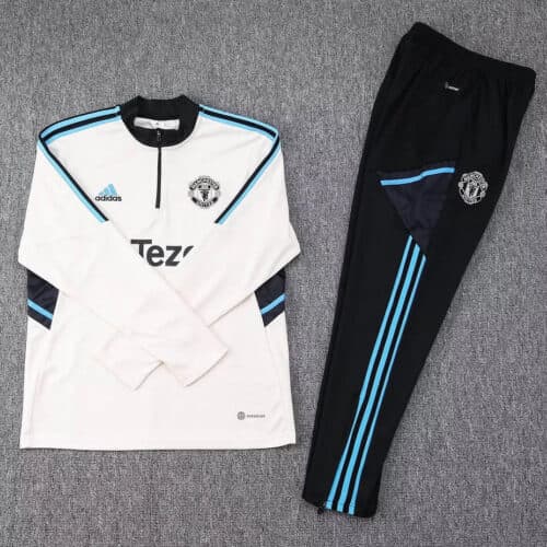 2023/2024 Manchester United Half-Pull Tracksuit  White Thai Quality